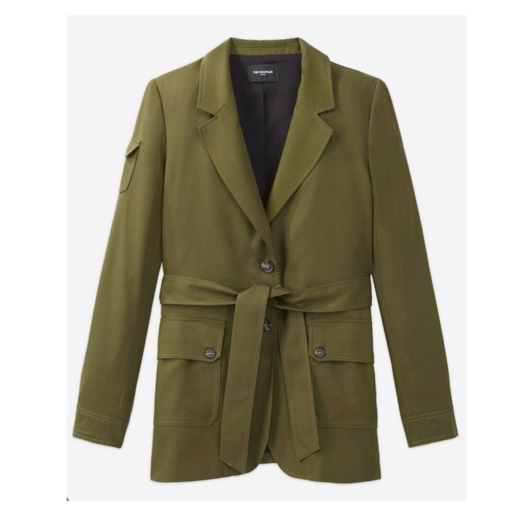 The Kooples Khaki Tencel Jacket with Pockets